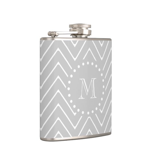 Flasques Monogramme moderne gris et blanc de coutume de (Droite)