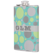 Flasques Monogramme moderne gris et bulles vertes (Gauche)