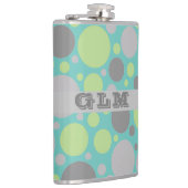 Flasques Monogramme moderne gris et bulles vertes (Droite)