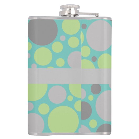 Flasques Monogramme moderne gris et bulles vertes (Dos)