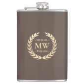 Flasques Monogramme moderne Nom Golfer Initiales Or Brown (Devant)