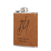 Flasques Monogramme moderne tendance Sable Brown en cuir fi (Gauche)