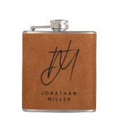 Flasques Monogramme moderne tendance Sable Brown en cuir fi (Devant)