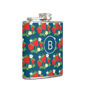 Flasques Monogramme motif bleu fraise et fleur (Droite)