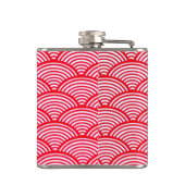 Flasques Monogramme Motif de pétoncle rouge et blanc (Dos)