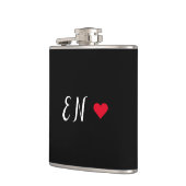 Flasques Monogramme Noir Coeur Rouge Script manuscrit (Gauche)