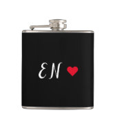 Flasques Monogramme Noir Coeur Rouge Script manuscrit (Devant)