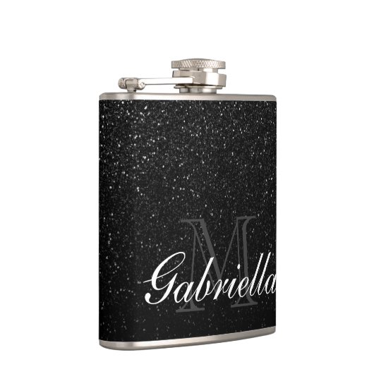 Flasques Monogramme noir de parties scintillantes (Droite)