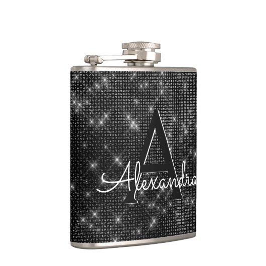 Flasques Monogramme noir et blanc et initiale (Droite)