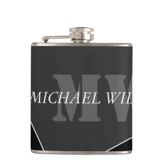 Flasques Monogramme noir gris artistique moderne (Devant)