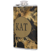 Flasques Monogramme Noir Marbre Or Agate Mariée fête cadeau (Gauche)