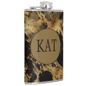 Flasques Monogramme Noir Marbre Or Agate Mariée fête cadeau (Droite)