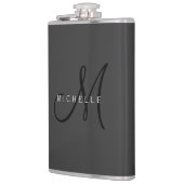 Flasques Monogramme noir professionnel Gris Votre nom (Gauche)