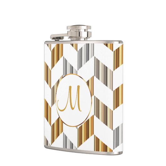 Flasques Monogramme - or, argent et conception blanche de (Gauche)