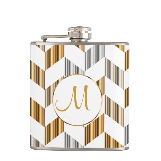 Flasques Monogramme - or, argent et conception blanche de (Devant)