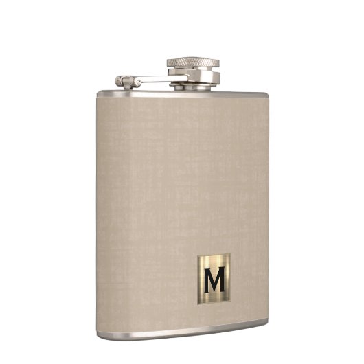 Flasques Monogramme or de lin beige (Droite)