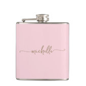 Flasques Monogramme Or élégant Nom Script Blush Pink (Devant)