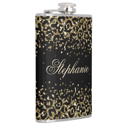 Flasques Monogramme Or Noir Imprimé Léopard Pailleté Tendan (Droite)