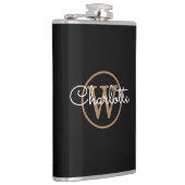 Flasques Monogramme or Script moderne noir (Droite)