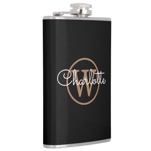 Flasques Monogramme or Script moderne noir (Droite)