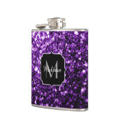Flasques Monogramme pailleté brillant faux violet foncé (Gauche)