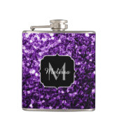 Flasques Monogramme pailleté brillant faux violet foncé (Devant)