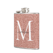 Flasques Monogramme pailleté or rose girly élégant (Gauche)