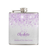 Flasques Monogramme pailleté violet argent amies bff (Devant)