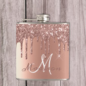 Flasques Monogramme paillettes rose gold gouttes de vernis