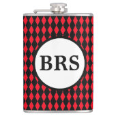 Flasques Monogramme personnalisable Red & Black Harlequin (Devant)