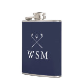 Flasques Monogramme personnalisé Club de golf Marine Blue (Gauche)