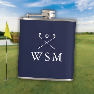 Flasques Monogramme personnalisé Club de golf Marine Blue