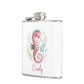 Flasques Monogramme personnalisé Cute Glittery Seahorse (Gauche)