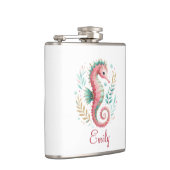 Flasques Monogramme personnalisé Cute Glittery Seahorse (Droite)