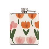 Flasques Monogramme Personnalisé Cute Spring Tulip Motif (Dos)
