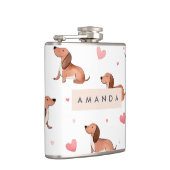 Flasques Monogramme Personnalisé Mignon Chien Dachshund (Droite)