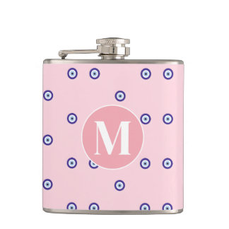Flasques Monogramme personnalisé motif œil diabolique rose