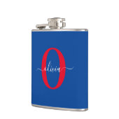 Flasques Monogramme personnalisé Nom du script Bleu Blanc R (Gauche)