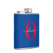 Flasques Monogramme personnalisé Nom du script Bleu Blanc R (Droite)