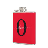 Flasques Monogramme personnalisé Nom du script Rouge Noir B (Gauche)
