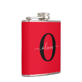 Flasques Monogramme personnalisé Nom du script Rouge Noir B (Droite)