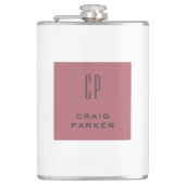 Flasques Monogramme professionnel moderne Rose clair or bla (Devant)