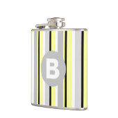 Flasques Monogramme rayé jaune et gris élégant (Gauche)