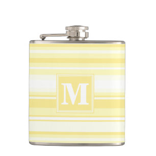 Flasques Monogramme rayures jaunes citron