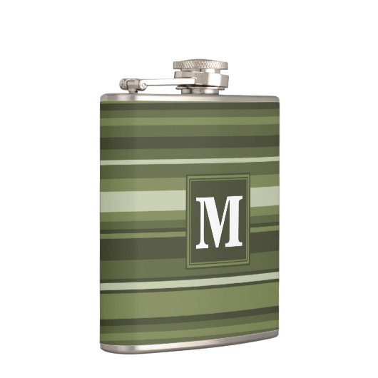 Flasques Monogramme rayures vert olive (Droite)