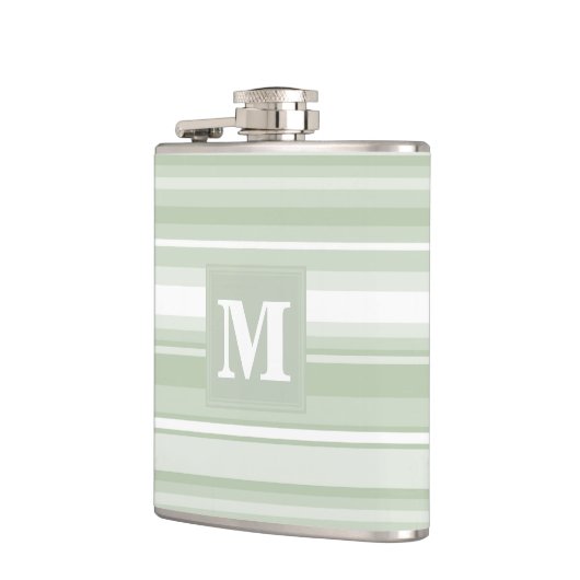 Flasques Monogramme rayures vert pâle (Gauche)