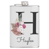 Flasques Monogramme Rose Boho Floral Initial H (Devant)