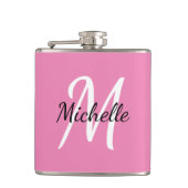 Flasques Monogramme rose de fille moderne Nom + Initiale (Devant)