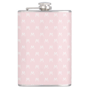 Flasques Monogramme rose et blanc minimaliste