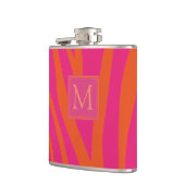 Flasques Monogramme rose et orange Zebra (Gauche)